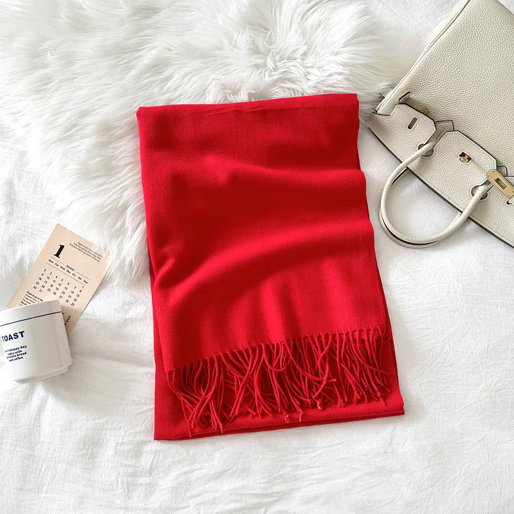 Solid-Colour Women's Winter Imitation Cashmere Scarf Multi-Colour Neck Warmer Shawl