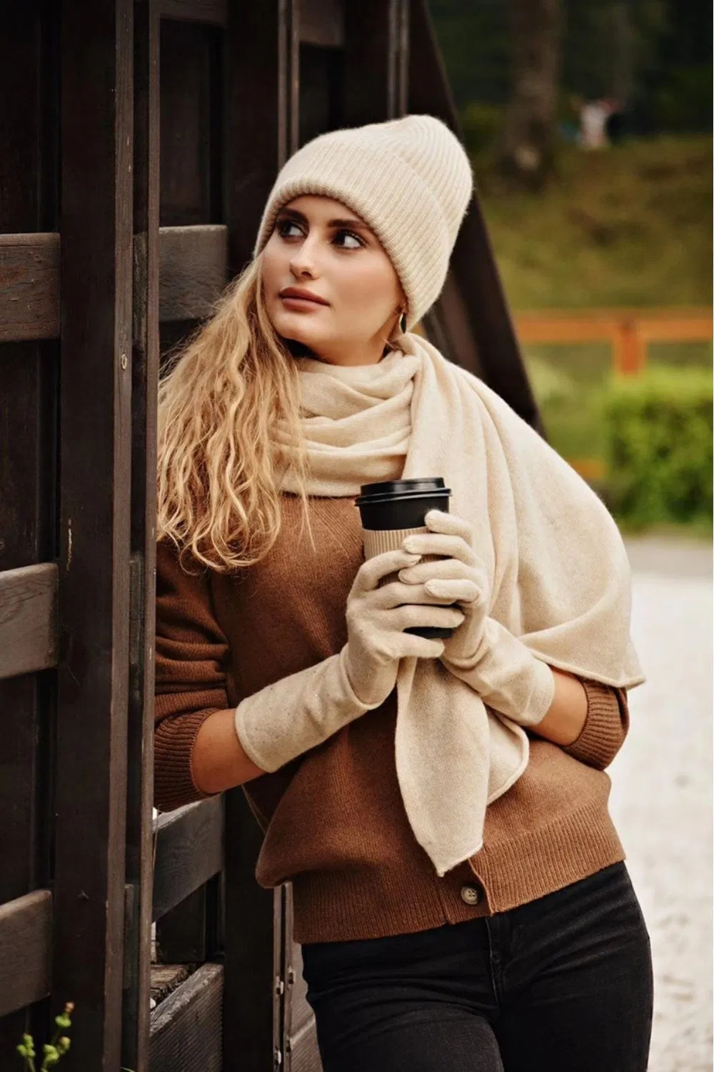 Women Pure Cashmere Knitted Scarf Large Soft Warm Elegant Winter Shawl