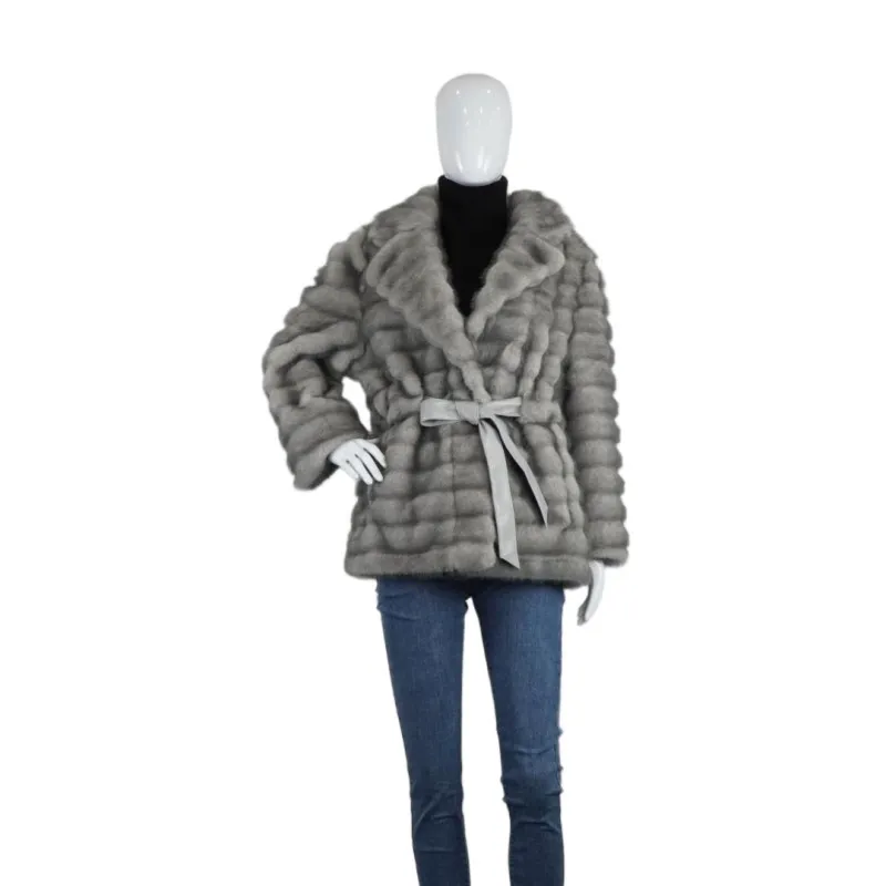 Light Gray Faux Mink Jacket