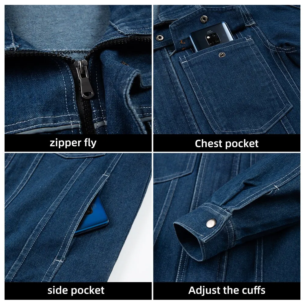 Durable Denim Porter Work Uniforms Comfortable Construction Workwear Overalls