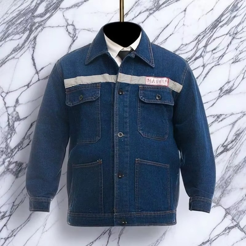 Workwear Sets Denim Reflective Labor Protection Uniforms Applicable to Construction Sites Factories and Workshops