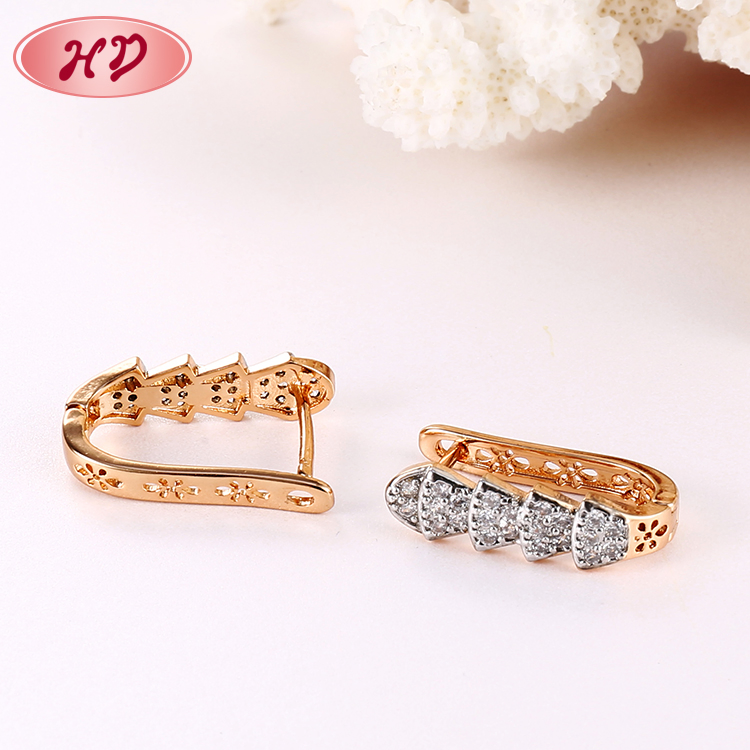 Women Costume Imitation Fashion 14K 18K Gold Plated Jewelry with CZ Pearl Hoop Huggie Earring