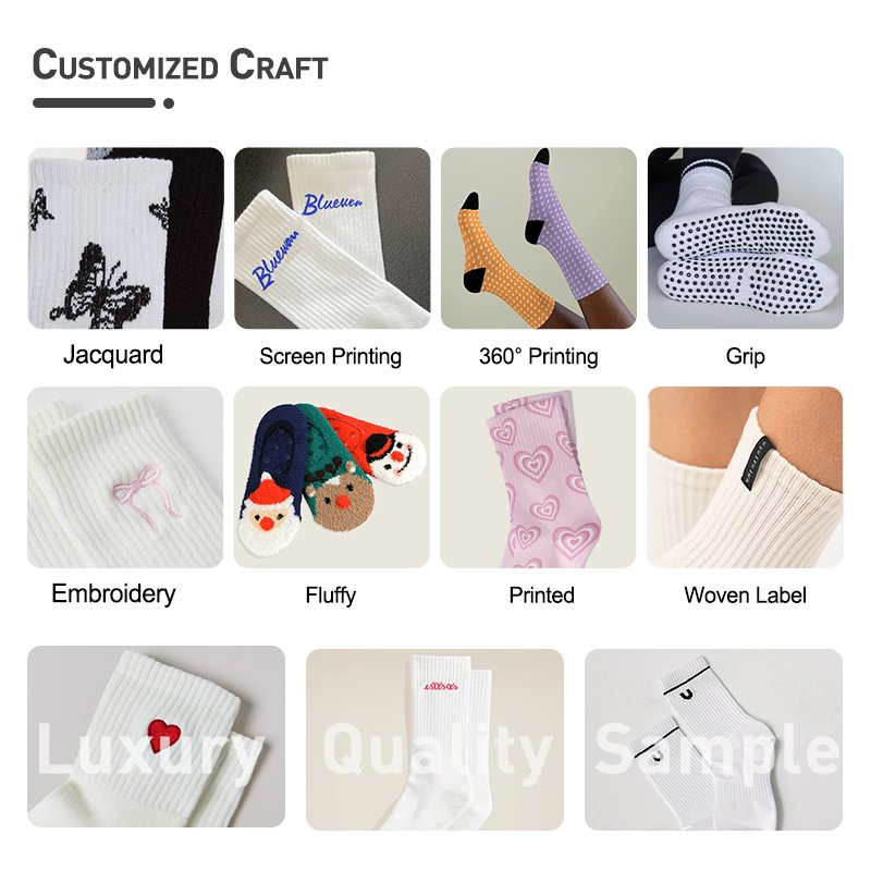OEM High Quality Organic Cotton Custom Logo Crew Unisex Socks