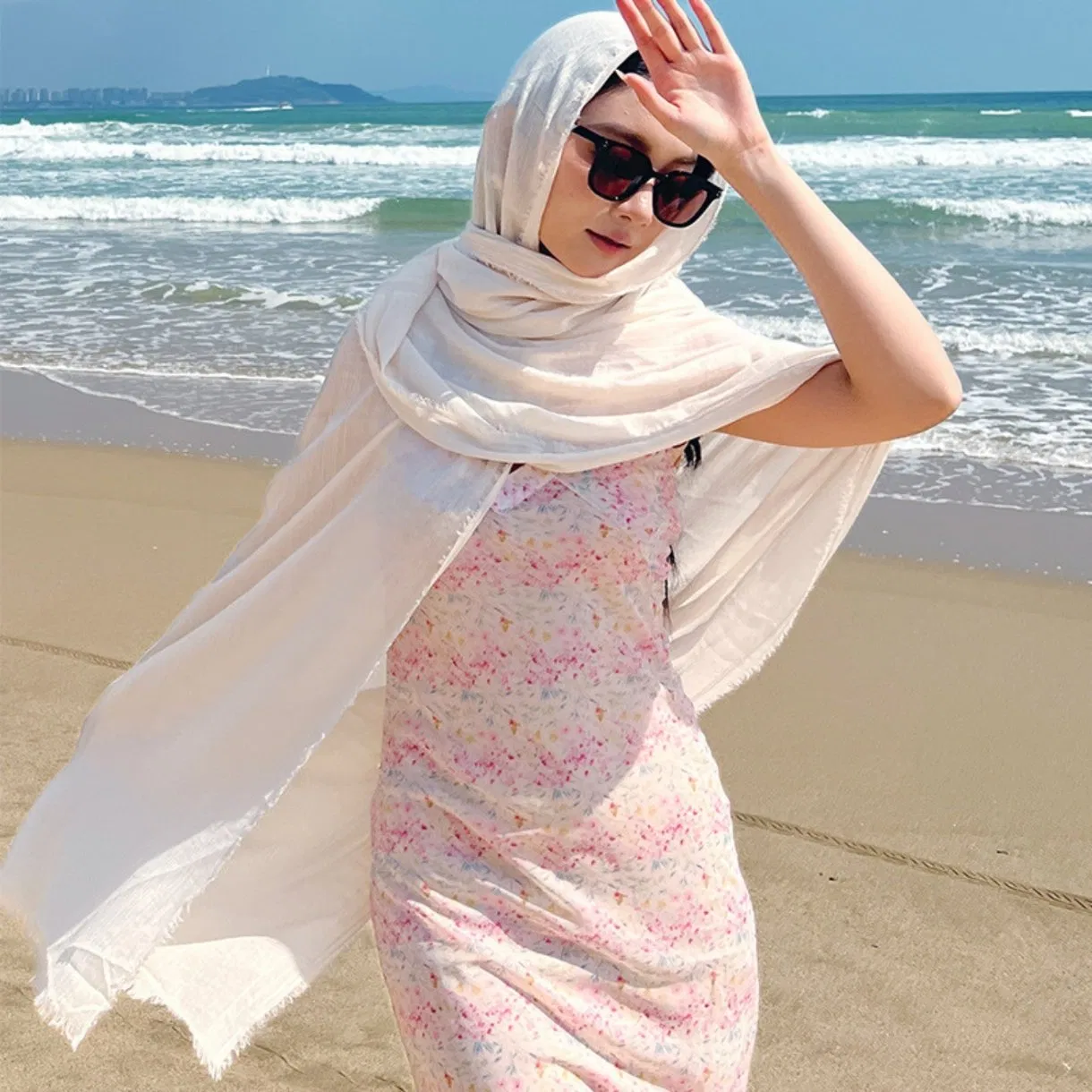 Lightweight Breathable Polyester Viscose Rayon Shawl Scarf Wrap for Women
