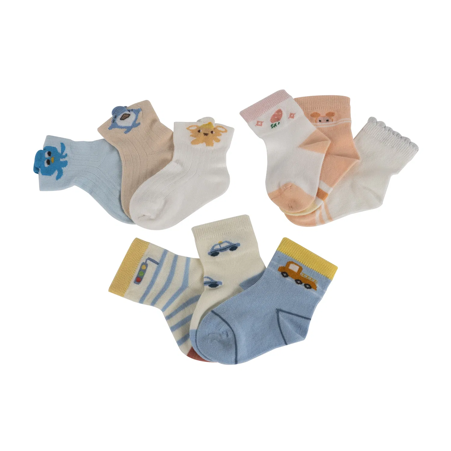 2025 New Arrival Custom Kid Socks 100% Cotton Animal Red Brown White Lattice Kids Crew Socks