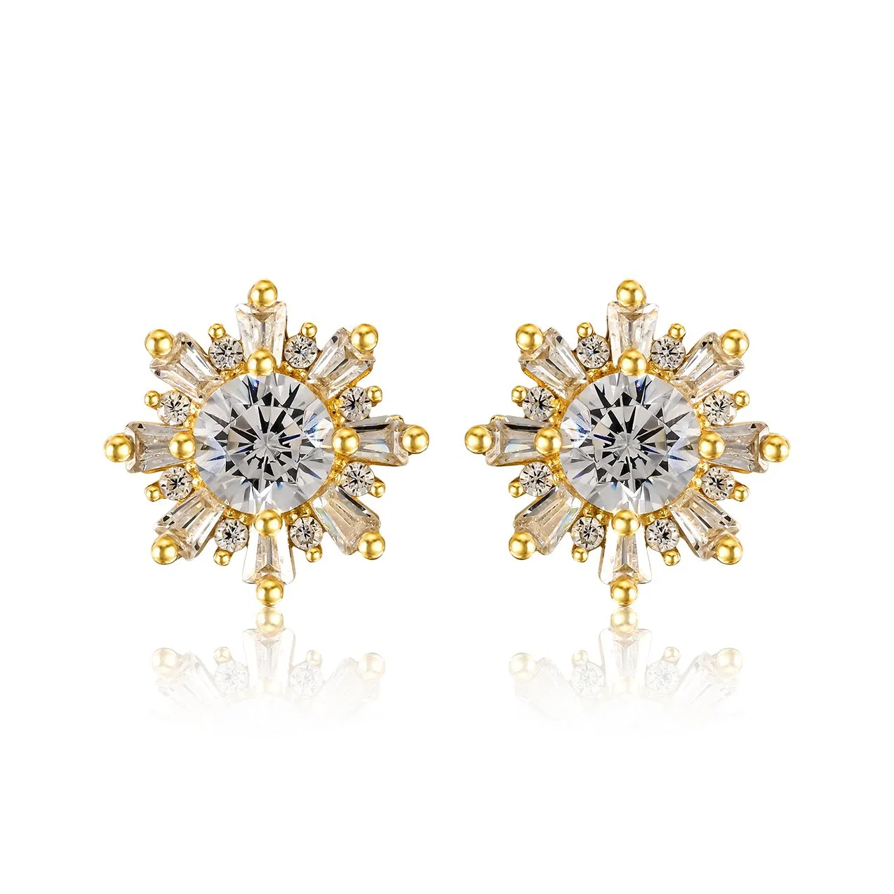 925 Silver and Brass Fashion Jewelry High Quality Jewelry Vintage Flower Stud Earrings for Women