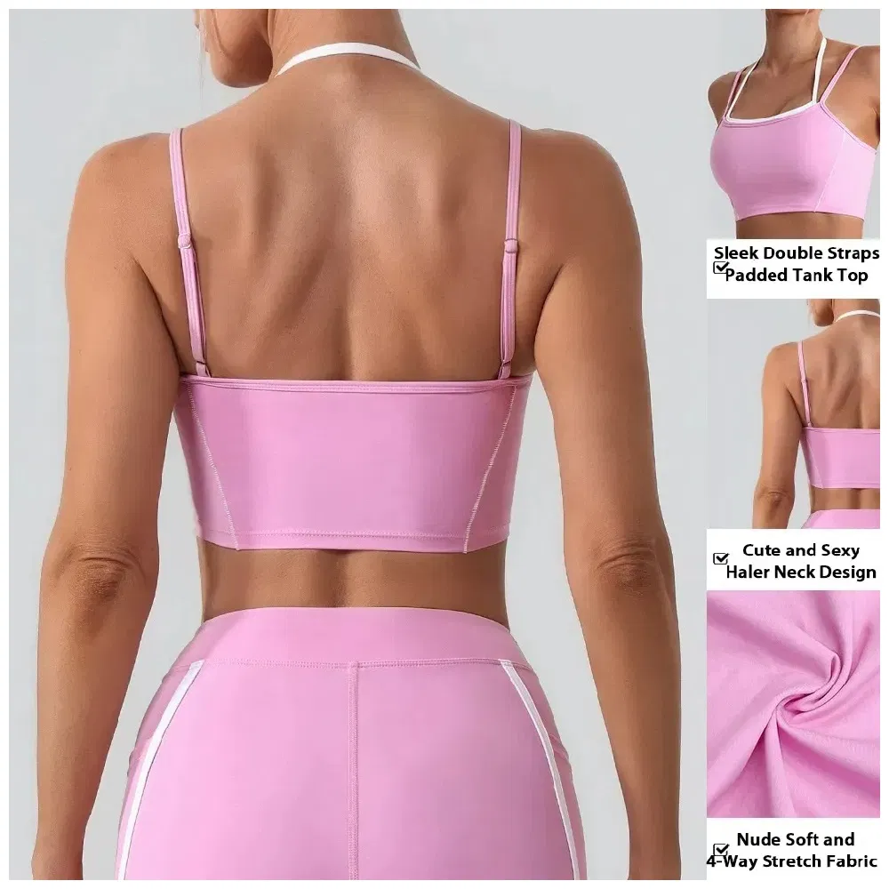 New Fashion 4PCS Cute Workout Sets Gym Tennis Wear for Women, Tank Top Matching High Waist Booty Lifting Shorts + Yoga Leggings + Active Skirts Outfits