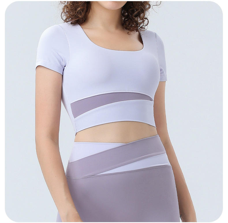 Summer 2023 New Fashion Temperament Short Style Tight Waist Moisture Absorption Sweat Removal Belt Chest Pad Top Yoga Wear Short