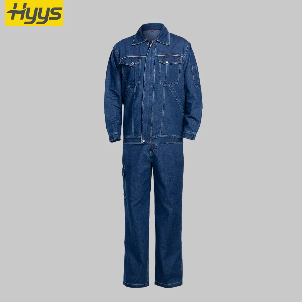 Summer Long Sleeve Soft Denim Work Uniforms Durable Workwear Jeans Custom Size Logo Work Clothes for Men