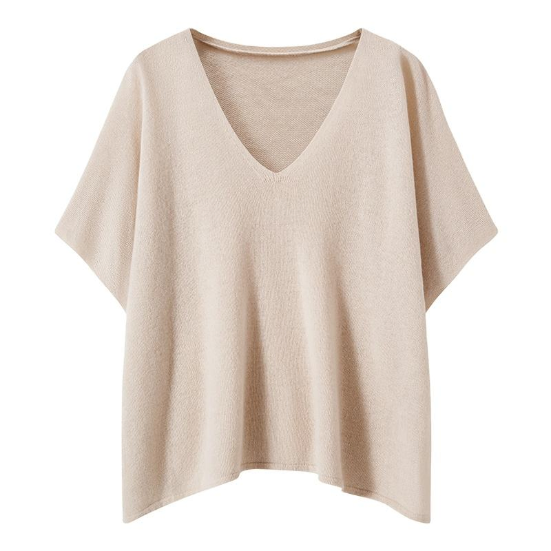 Custom Scarf Casual Chic Style Knitwear V-Neck Batwing Sleeve Loose Top Pullover Sweater Women's Premium Knit Cashmere Shawl