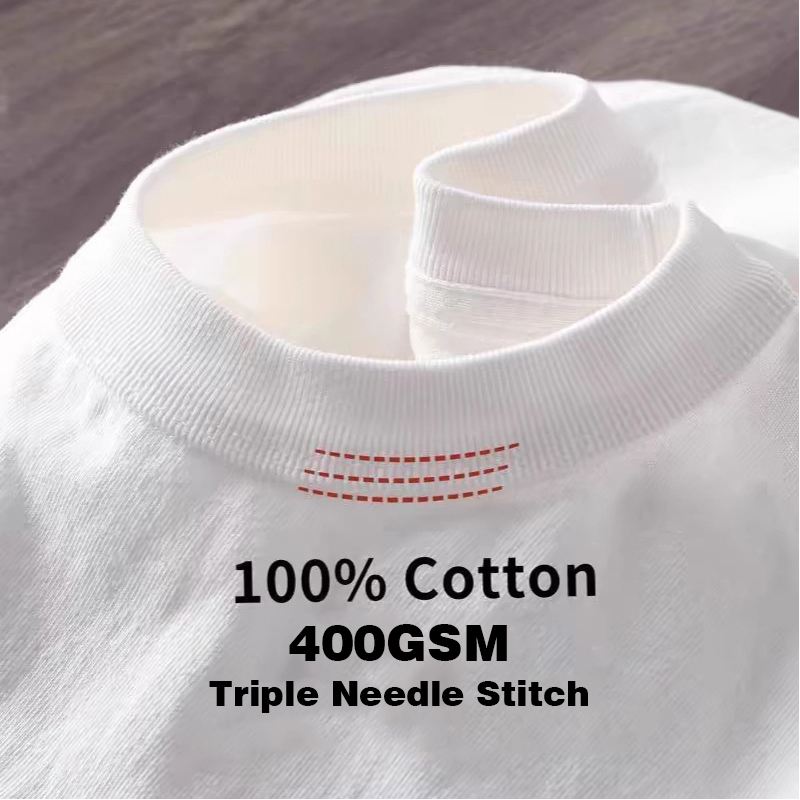 1688 China Factory Summer 400GSM 100% Cotton Blank Oversized T-Shirt Customized Embroidery Printing Graphic Logo Boxy Plain Basic T Shirt