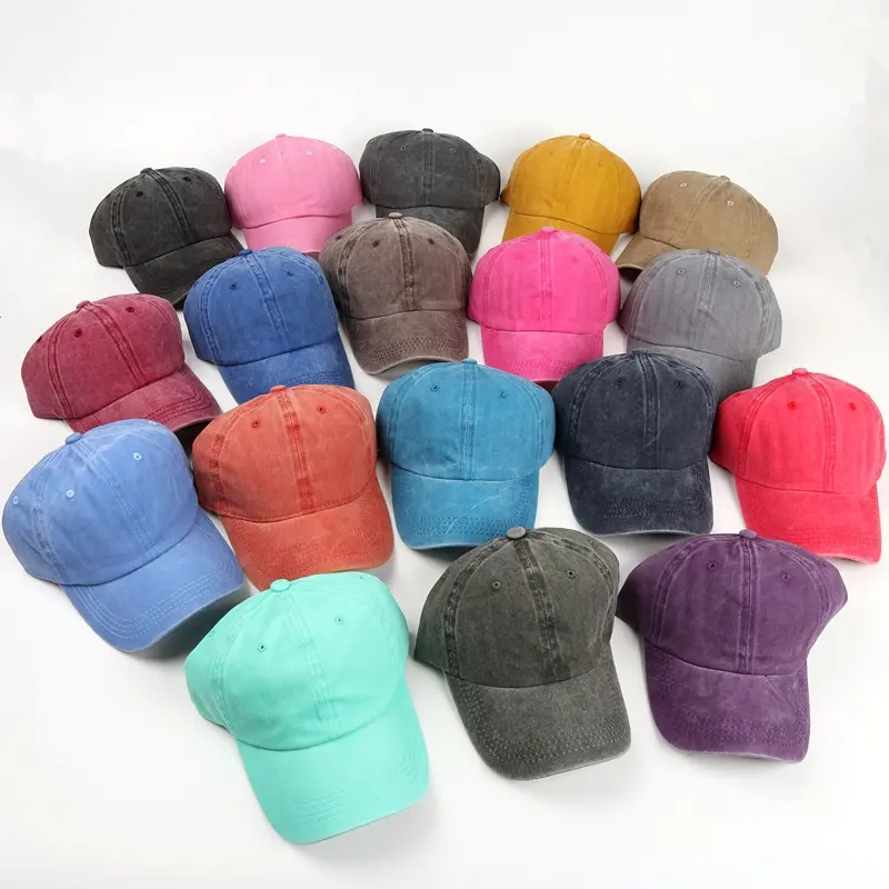 Custom Adult's Wholesale Cotton Panel Embroidery/Blank Sports Leisure Washed Baseball Hat Caps