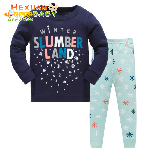 Wholesale 3-8 Years Cute Children Pyjamas 100% Cotton Kid's Sleepwear Summer Loungewear with Printed Fabric