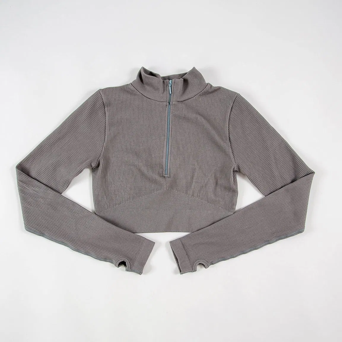 Wholesale New Arrival Ladies Gym Outfit Long Sleeve Crop Top Yoga Sets Seamless Ribbed Activewear