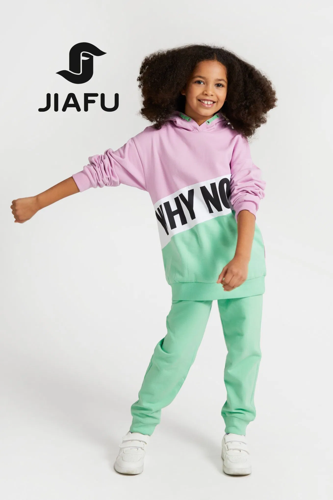 Trendy Customized Wholesale Children Clothing Kid Girl Sport Wear Casual Wear Cotton Set Sweatshirt and Joggers Pants