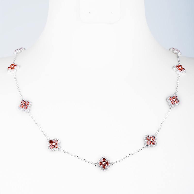 S925 Sterling Silver-Plated Platinum Five-Flower Fashion Jewelry Sets