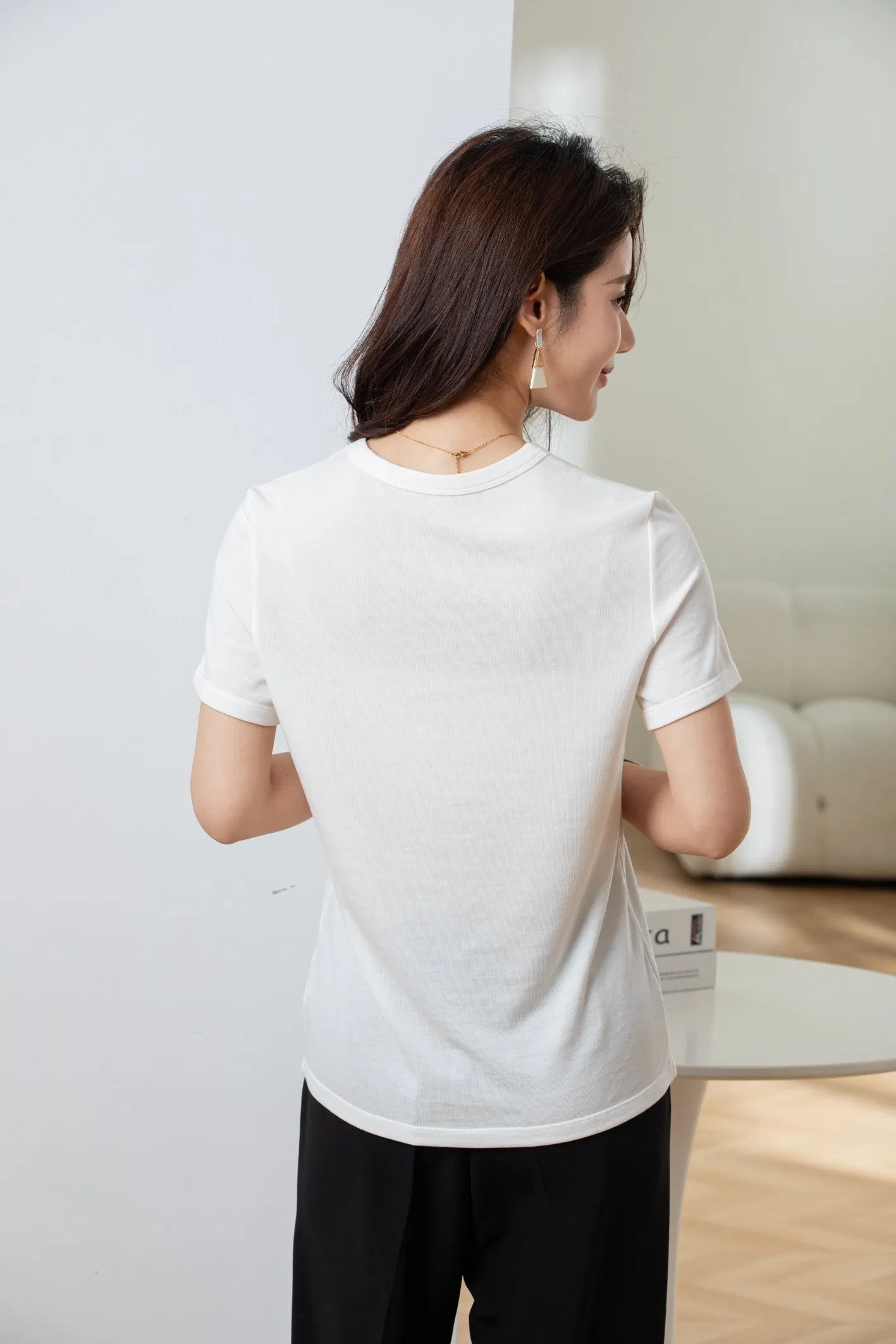 Three Colors Women Basic Short Sleeve Plain Tee Shirt Sport Apparel