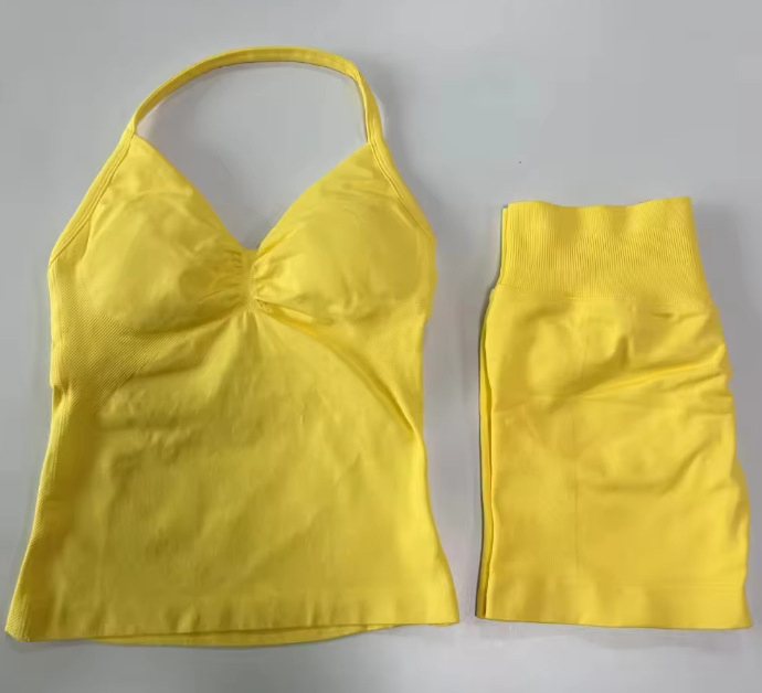 Wholesale Workout Seamless Yoga Sets Nylon Fitness Activewear Two Piece Gym Yoga Shorts Leggings Set for Women's Sport Wear