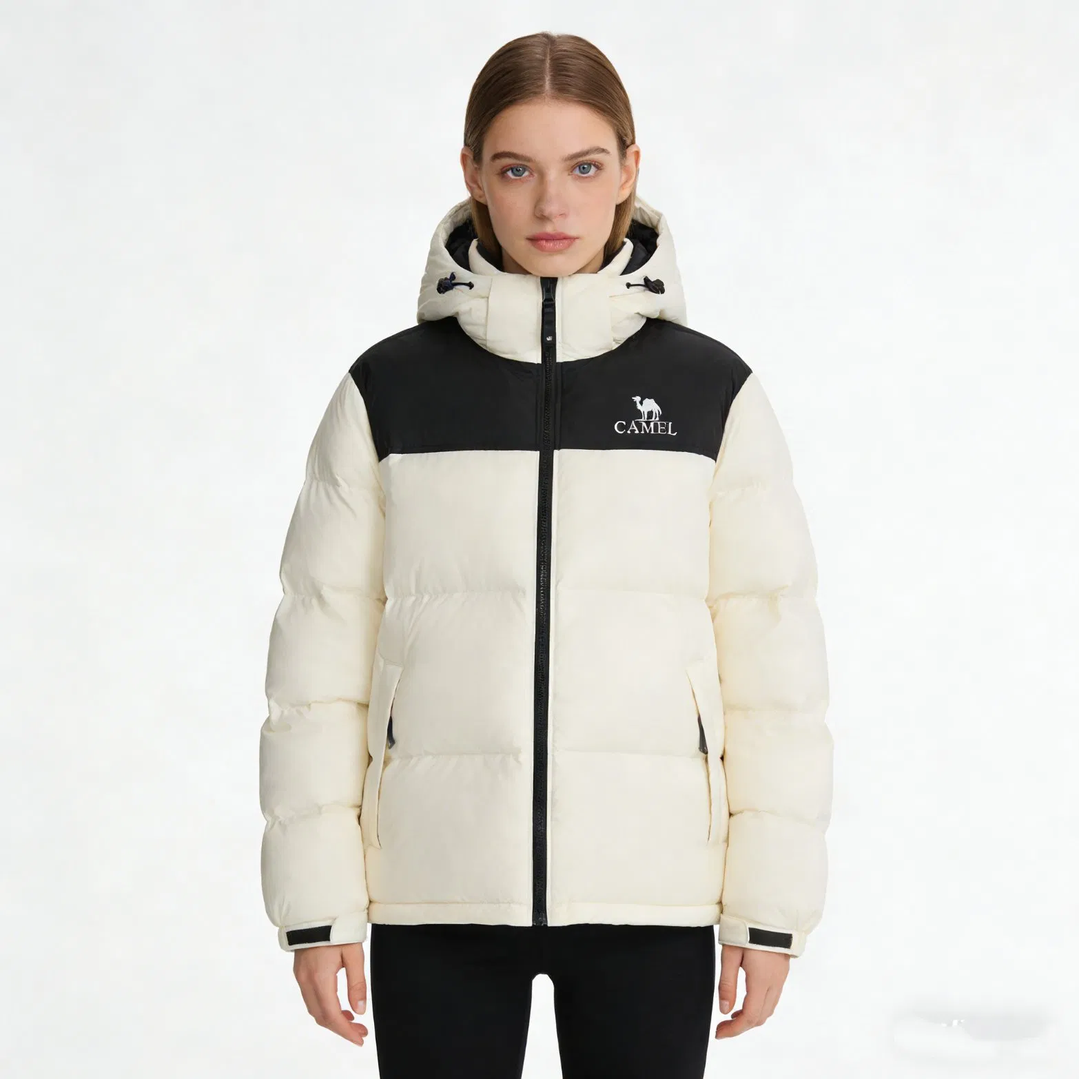 Camel Crown Patchwork Puffer Coat Unisex Color Block Cotton Down Jacket 2026 Autumn Winter Warm Thickened Outerwear