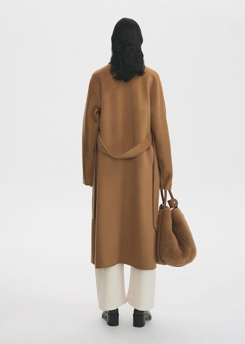 Luxury Women Double Face Wool Coat Double Breast Buttons Closure Waist Belt Design Cashmere Wool Coat for Woman Winter Wear