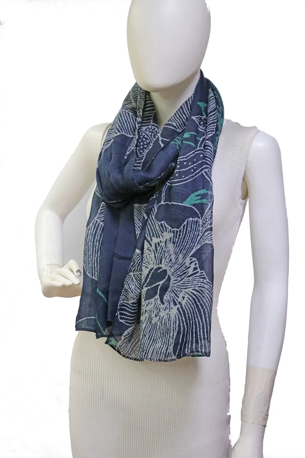 Women Accessories Flowers Long Scarf 2022 Autumn Shawl Soft Polyester Muslim