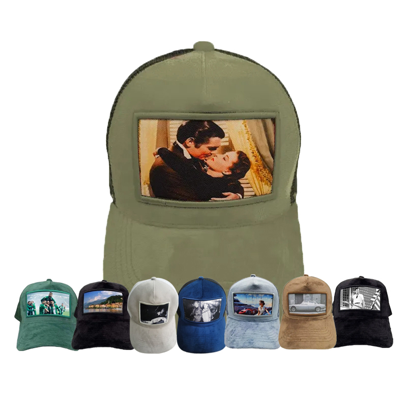 Mesh Custom Hat Embroidery Logo Velvet Caps Patches Fuzzy Velvet Trucker Cap