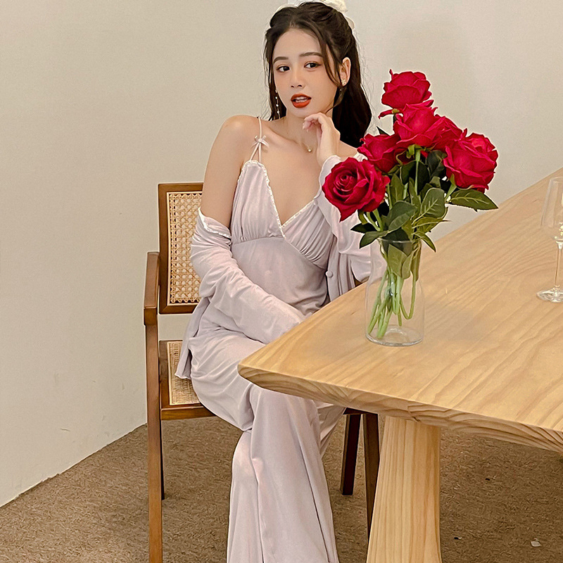 Gown Pajamas Vintage Girls Nightgown Sexy Sleepwear Dress Lace Night Wear Loungewear