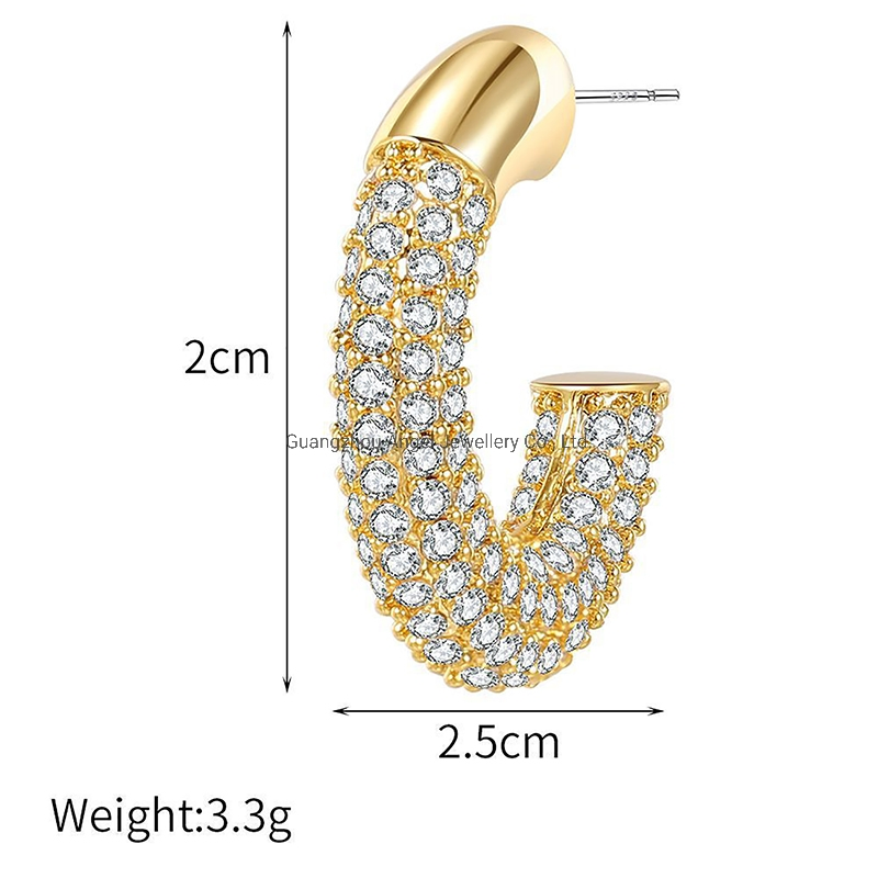 Factory Wholesale Women Accessories 18K Gold 925 Sterling Silver or Brass Custom Fine Jewellery Shining Cubic Zirconia Hoop Earring Fashion Jewelry for Gift
