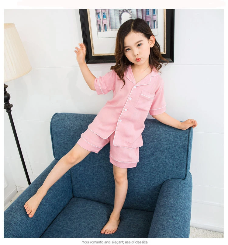 Kids Satin Pajamas Set Pjs Long Sleeve Button-Down Sleepwear Loungewear