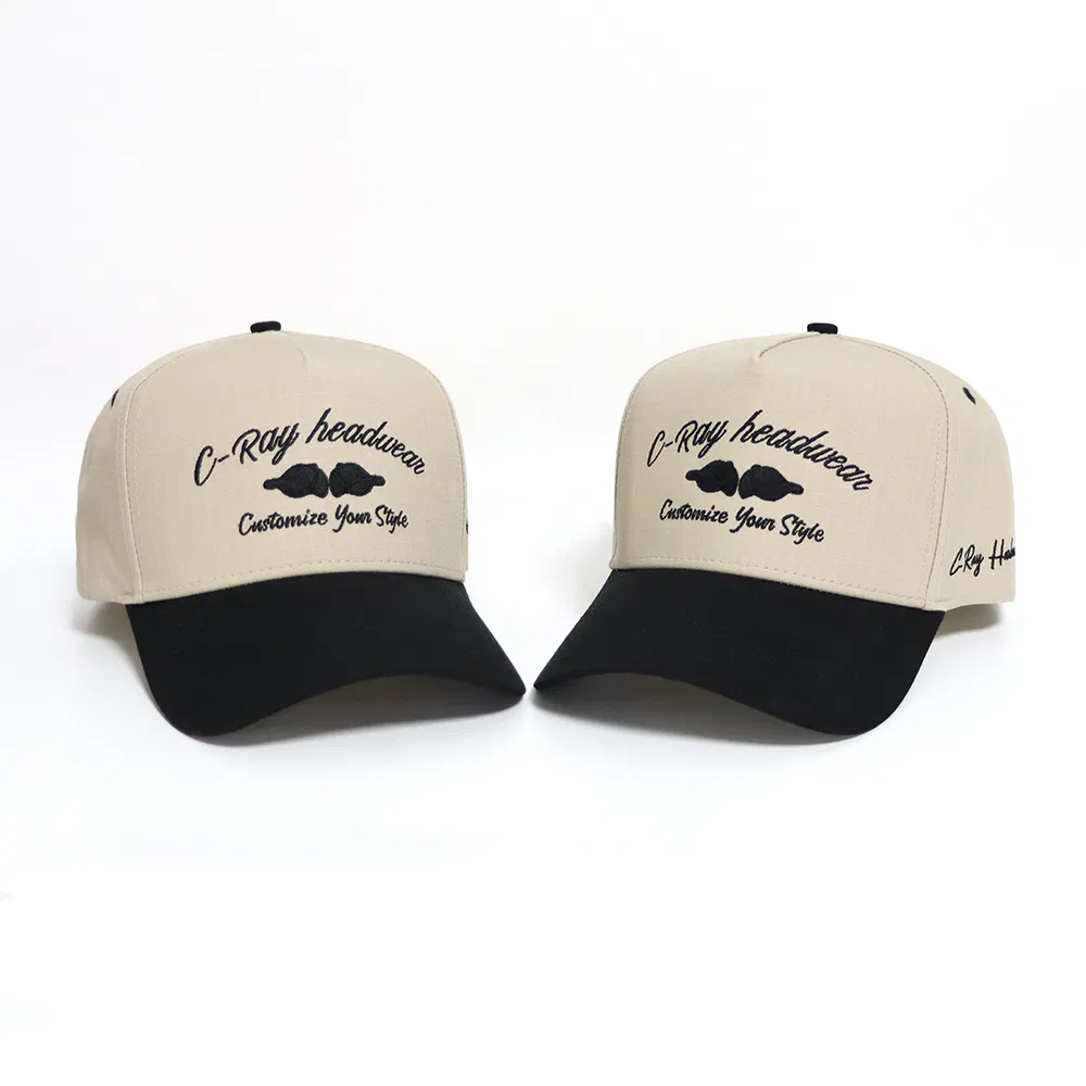 Newly Designed 5 Panel Crack Resistant Hat Two Tone Color Micro Curved Brim Baseball Cap