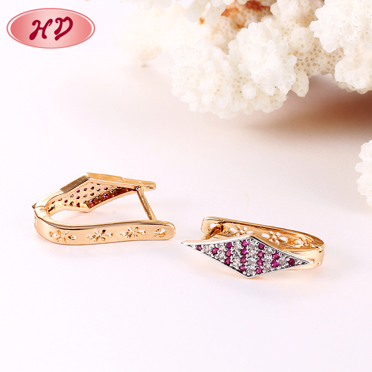 Women Costume Imitation Fashion 14K 18K Gold Plated Jewelry with CZ Pearl Hoop Huggie Earring