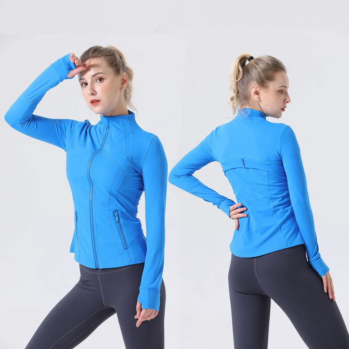 Lulu Zip Long Sleeve Yoga Jacket Plus Size Sports Yoga Tops Women′ S Running Coat Workout Wear Gym Fitness Sports Casual Wear