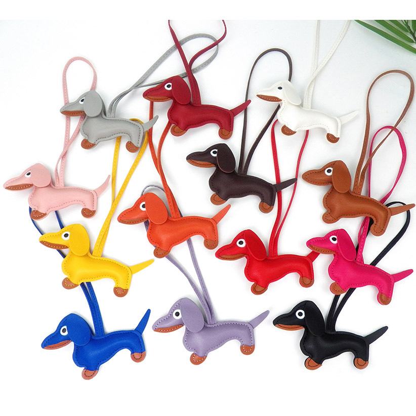 New Dachshund Dog Bag Pendant PU Leather Doll Key Chain Accessories Luggage Accessories