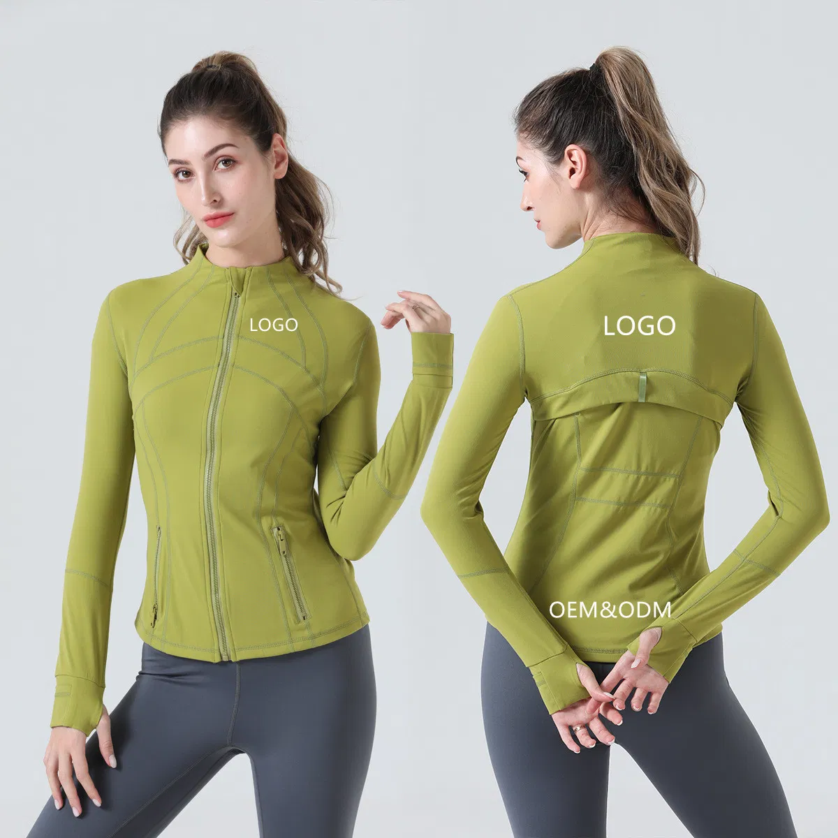 Lulu Zip Long Sleeve Yoga Jacket Plus Size Sports Yoga Tops Women′ S Running Coat Workout Wear Gym Fitness Sports Casual Wear
