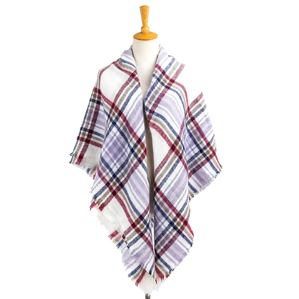 Fashion Quality Ladies Elegant Checked Woven Scarf Wrap Poncho Shawl