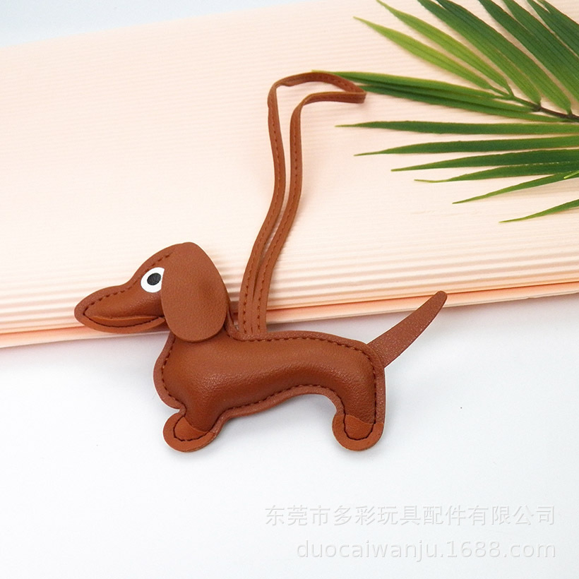 New Dachshund Dog Bag Pendant PU Leather Doll Key Chain Accessories Luggage Accessories