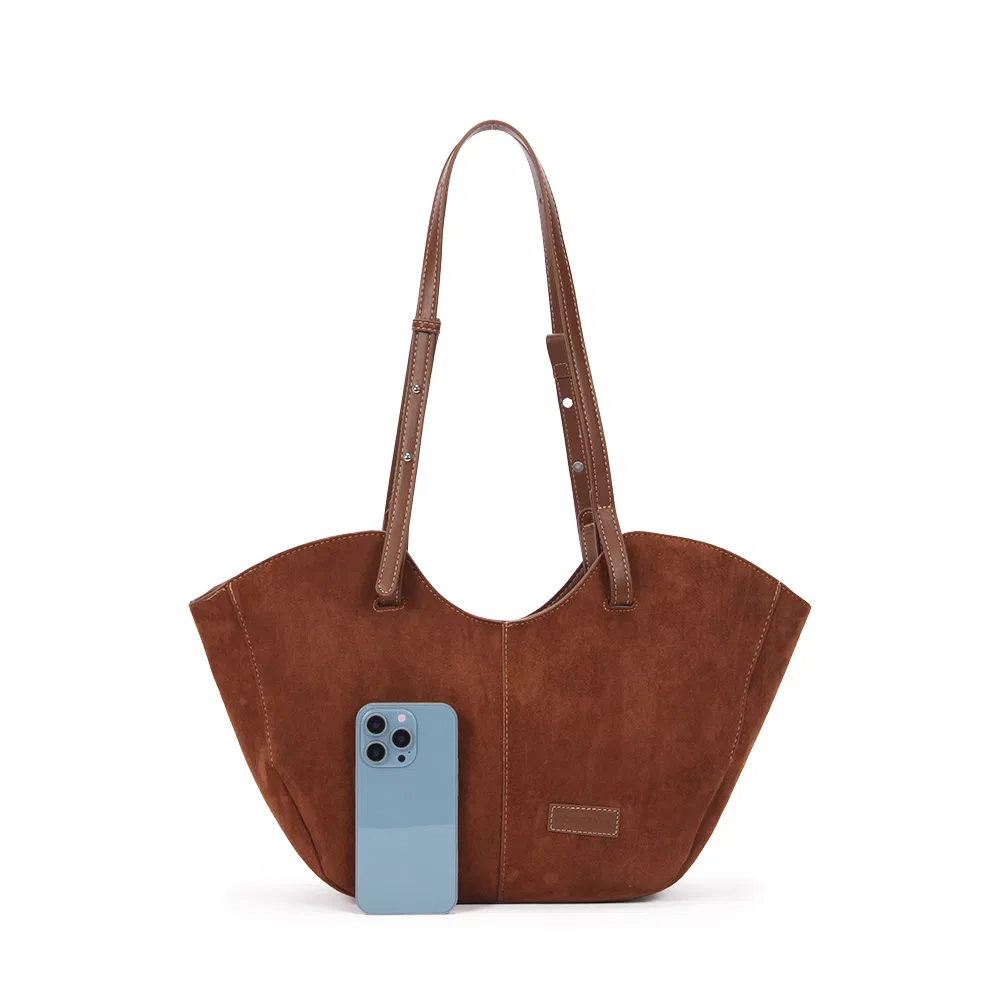 Stylish, Simple, High-Volume, Vintage Single-Shoulder Suede Underarm Tote in Solid Color
