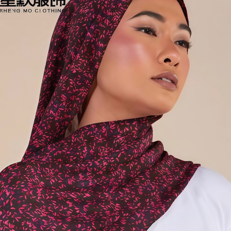 Elastic Satin Baby Seam 70*180cm Printed Hijab Muslim Scarf Shawl Factory