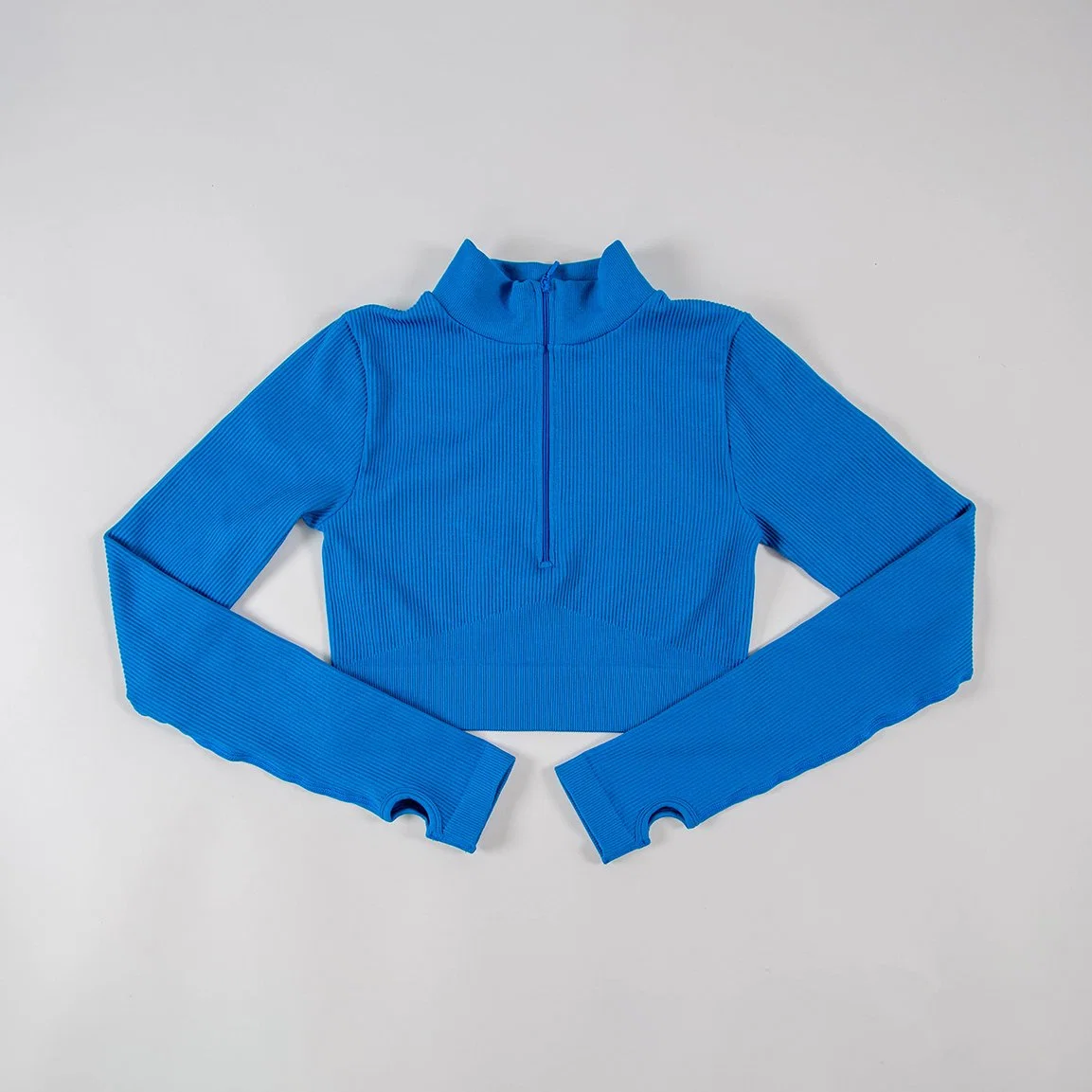 Wholesale New Arrival Ladies Gym Outfit Long Sleeve Crop Top Yoga Sets Seamless Ribbed Activewear