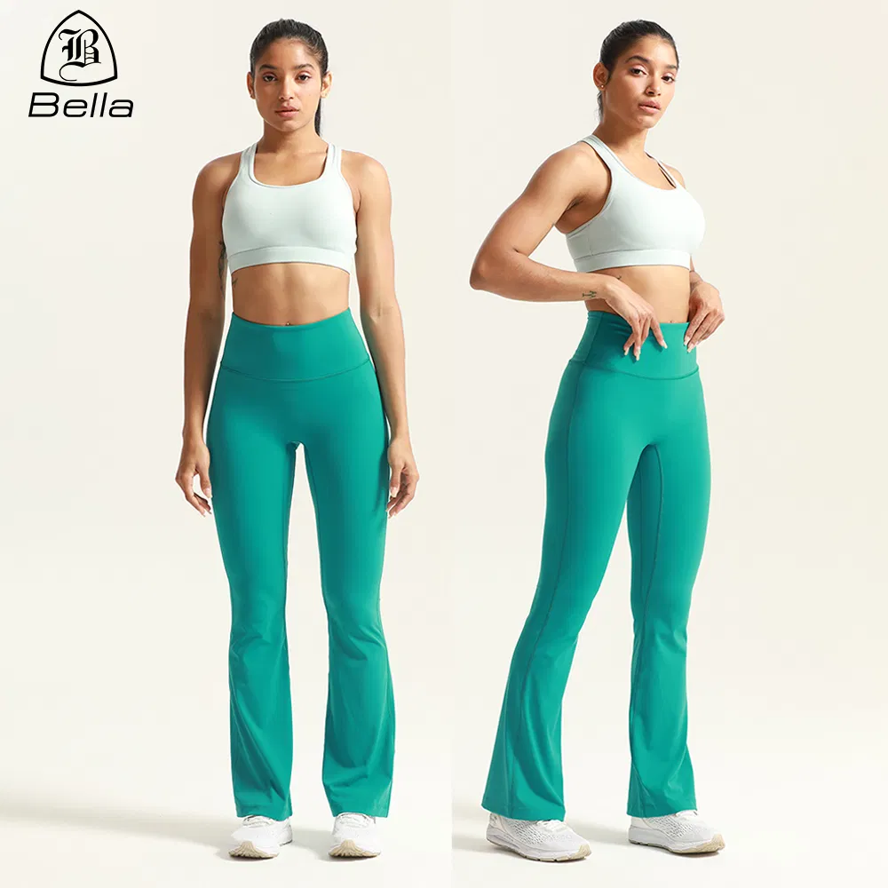 Custom Services Women Activewear Cross Back Thick Strap Sport Bras High Waist Yoga Flare Leggings Workout Sets