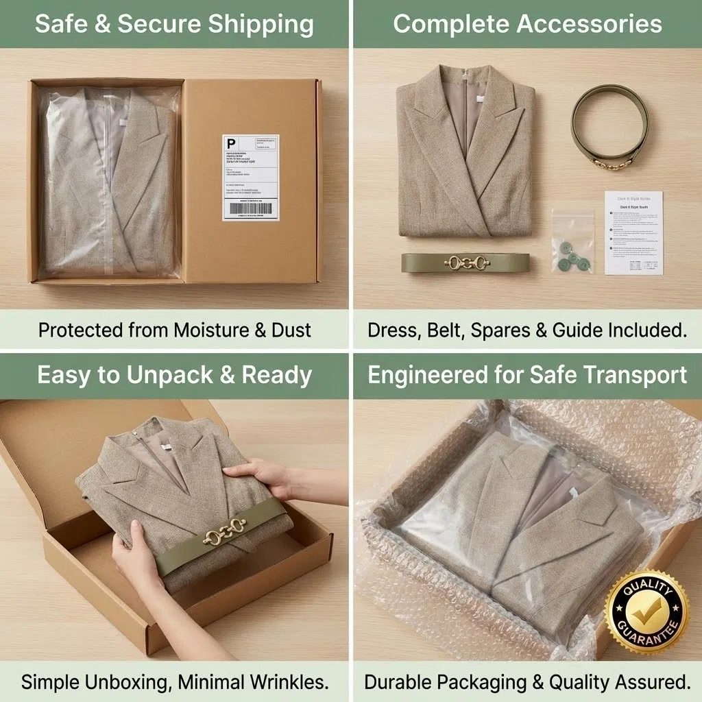 Suit Collar Belted Dress Detail 7