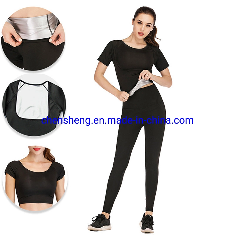 Nanosilver Hot Body Shaper Sausa Suit Sweat Shirt Hoodies Pants Waist Belt for Men Women Running Yoga Gym Fitness Wear