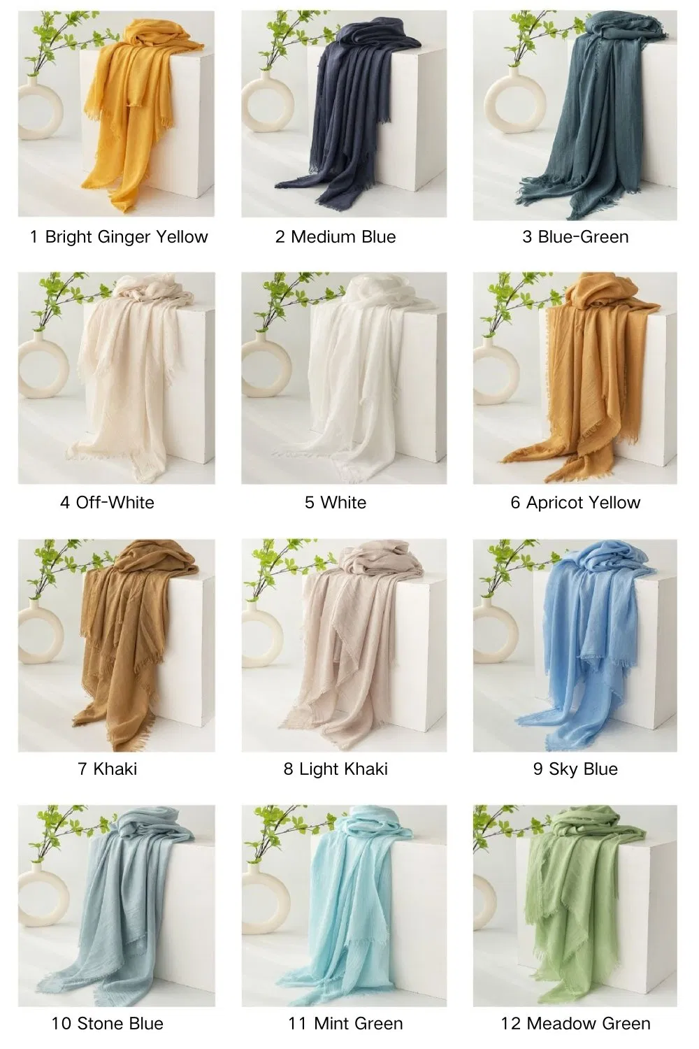 Lightweight Breathable Polyester Viscose Rayon Shawl Scarf Wrap for Women