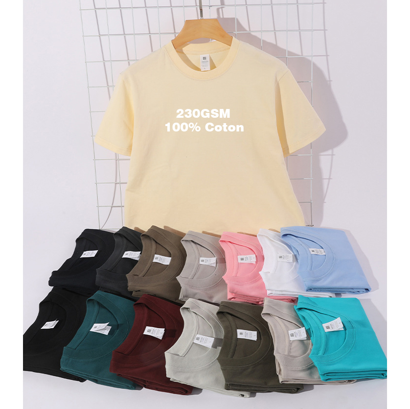 1688 China Custom Printing Logo 220GSM 100% Cotton Basic T-Shirt Wholesale High Quality Streetwear Oversized Boxy Fit Blank T Shirt
