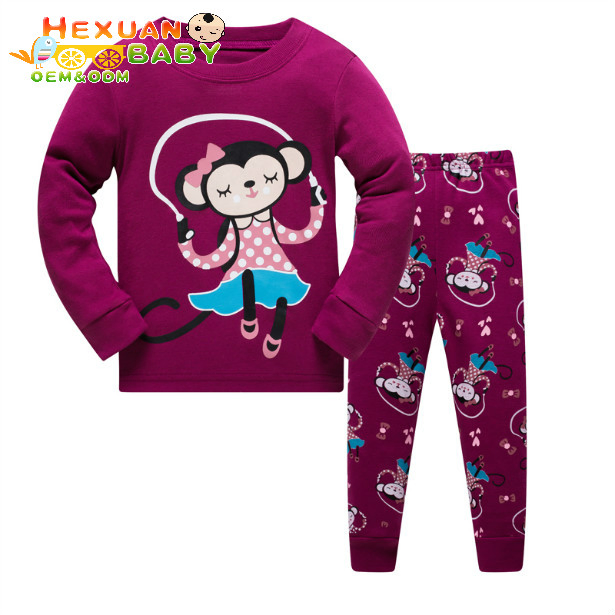 Wholesale 3-8 Years Cute Children Pyjamas 100% Cotton Kid's Sleepwear Summer Loungewear with Printed Fabric