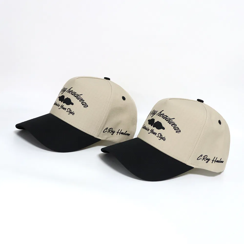 Newly Designed 5 Panel Crack Resistant Hat Two Tone Color Micro Curved Brim Baseball Cap
