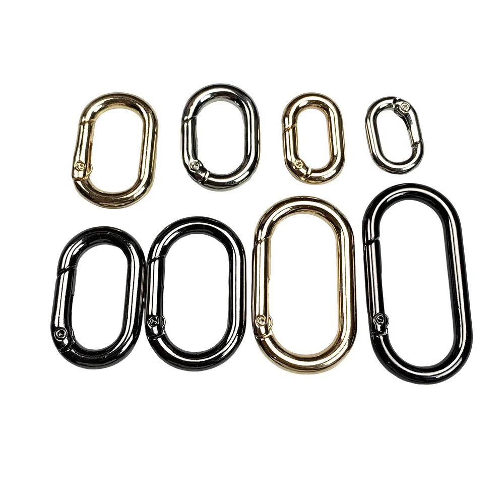 Leather Clip Spring Oval Ring Bag Leather Accessories