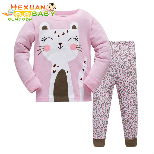 Wholesale 3-8 Years Cute Children Pyjamas 100% Cotton Kid's Sleepwear Summer Loungewear with Printed Fabric