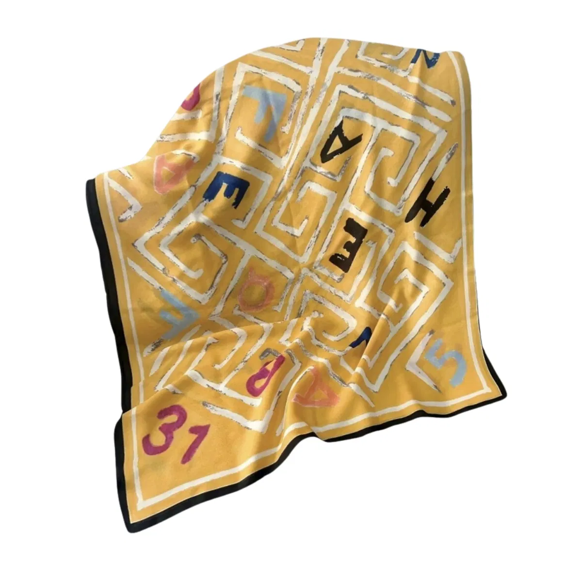 Abstract Number Maze Fashion Scarf Polyester Printed Lady Shawl Hijab Muslim Headband