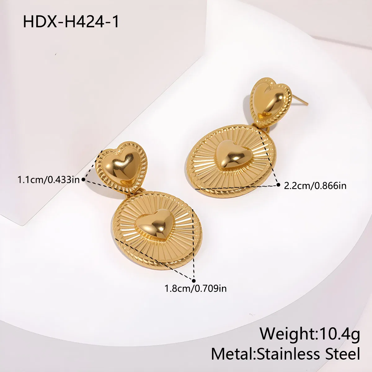 Fashion Metal Heart-Shaped Circular Pendant Earrings, Stainless Steel Jewelry Wholesale